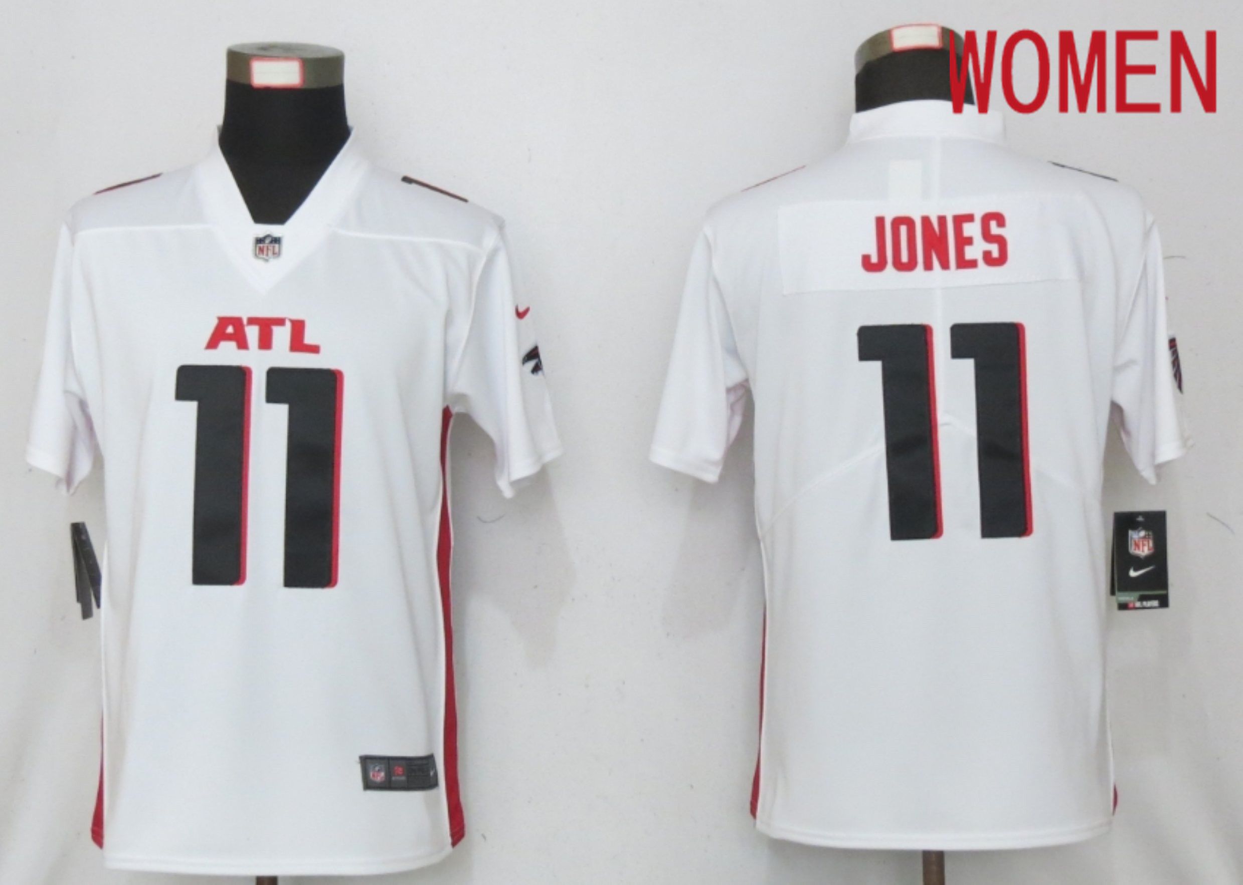 Women Atlanta Falcons #11 Jones White Elite Playe Nike NFL Jersey->women nfl jersey->Women Jersey